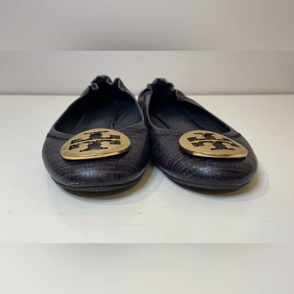 Tory‎ Burch Women’s Python Leather Reva Flats Shoes Size 6